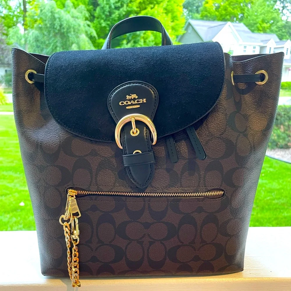 NWT!π€π€COACH KLEO SUEDE, SIGNATURE CANVAS BACKPACK & COACH ZIP CARD CASE! - Picture 2 of 10